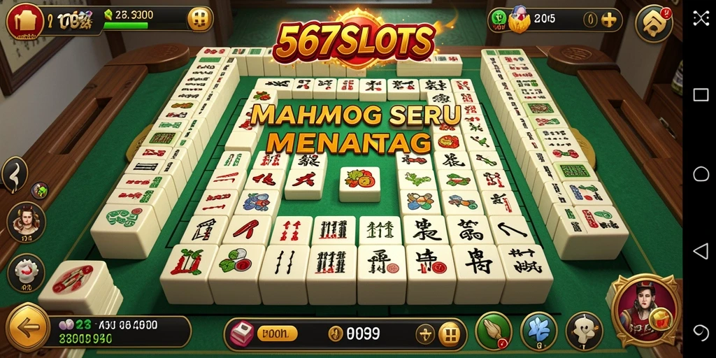 Tampilan gameplay 567SLOTS yang menarik dengan elemen Mahjong jelas terlihat.