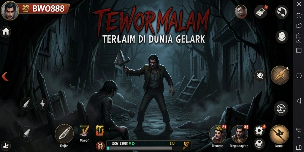 Tampilan gameplay yang menakutkan dari BWO888 saat menjelajahi area gelap.