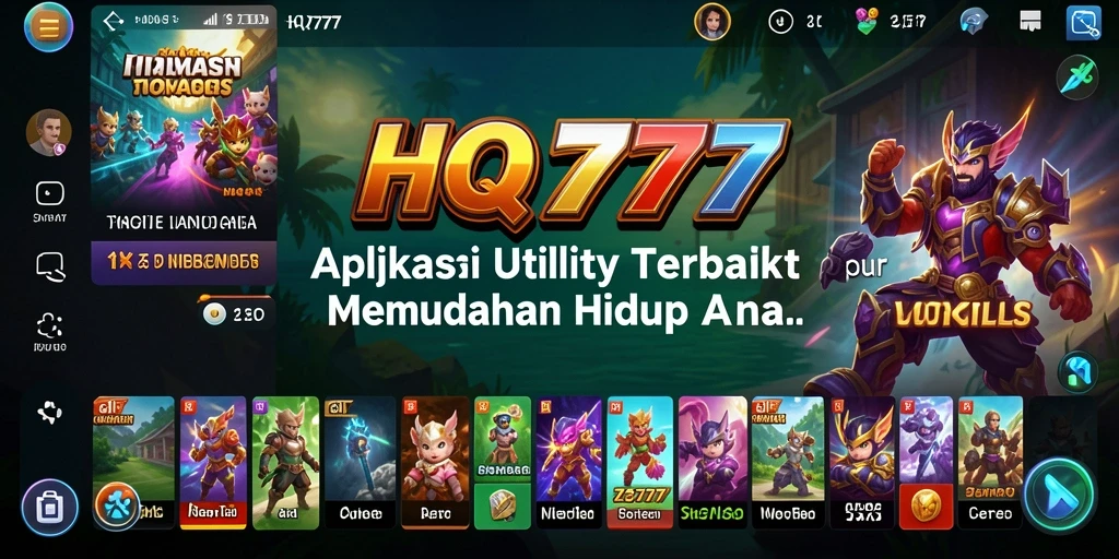 Screenshot utama aplikasi HQ777 menampilkan antarmuka pengguna yang intuitif dan fungsionalitas Utility.