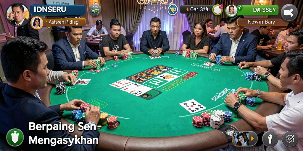 Gameplay menarik dan interaktif dalam aplikasi IDNSERU Poker.