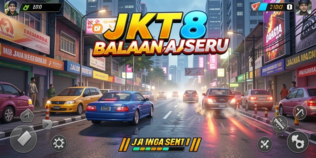 Tangkapan layar menampilkan balapan seru di <strong>JKT8</strong>