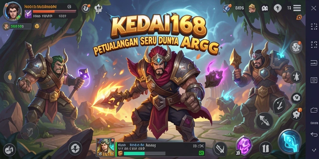 Tampilan gameplay KEDAI168 saat melawan monster epic dalam pertempuran.