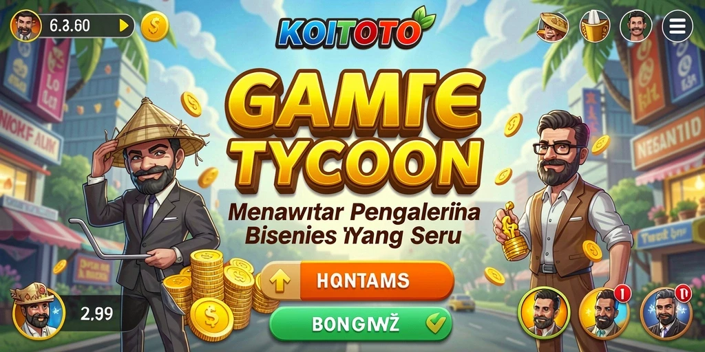 Screenshot KOITOTO menampilkan pemain yang membangun kerajaan bisnis.