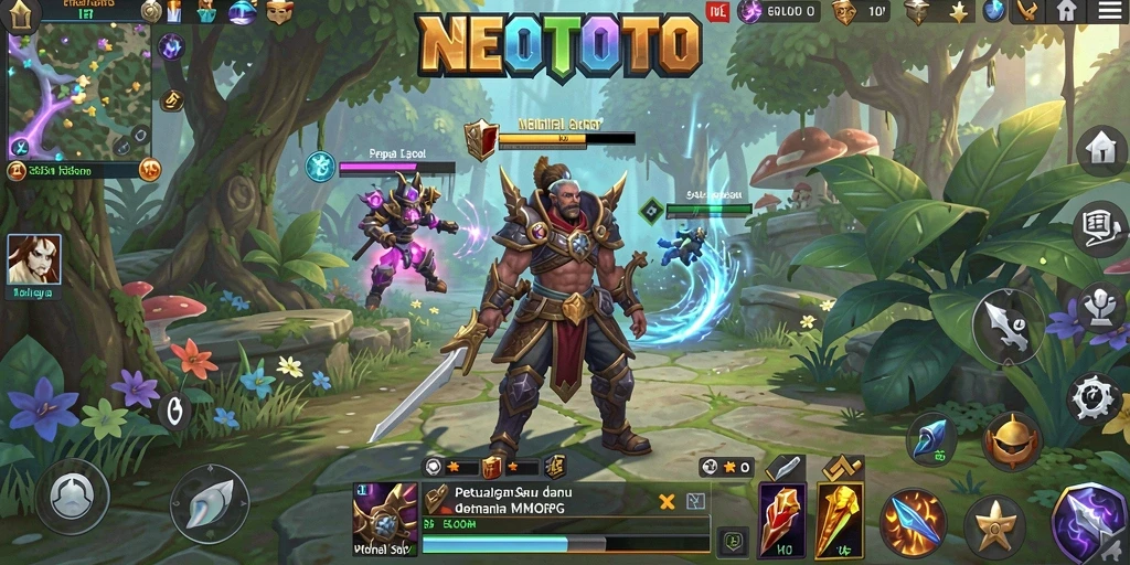 Tangkapan layar gameplay NEOTOTO yang menampilkan pertarungan epik.