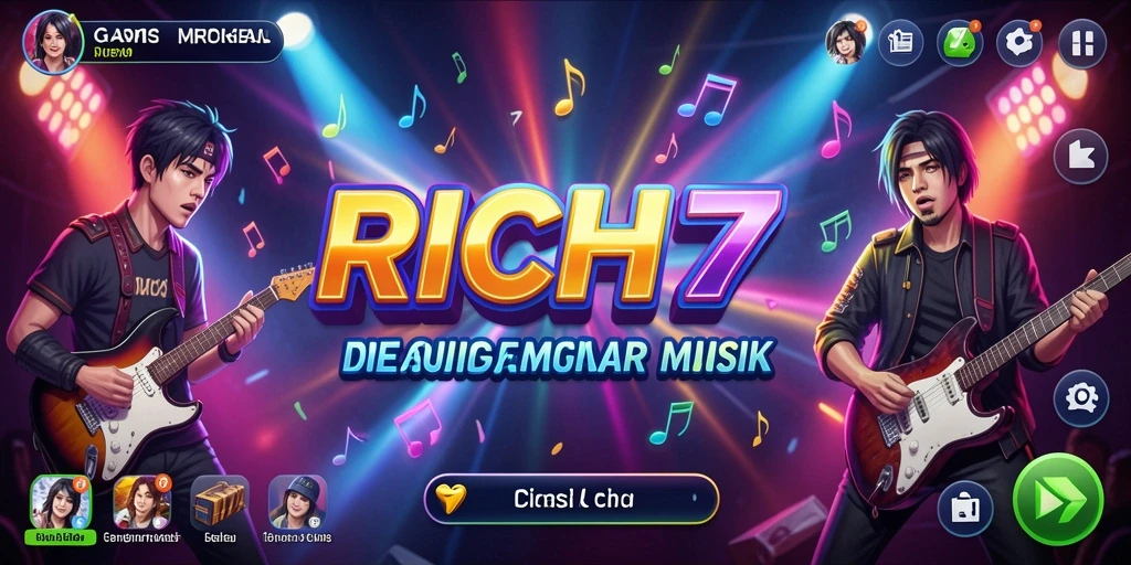 Tangkapan layar gameplay RICH7 yang menunjukkan pengalaman bermain musik yang menarik.